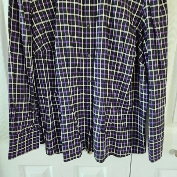 Chaps Purple Plaid Long Sleeve Button Up Shirt - Picture 7 of 10